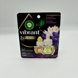 Air Wick Vibrant Plug In Scented Oil 2 Pack Refill, Lavender & Waterlily NEW